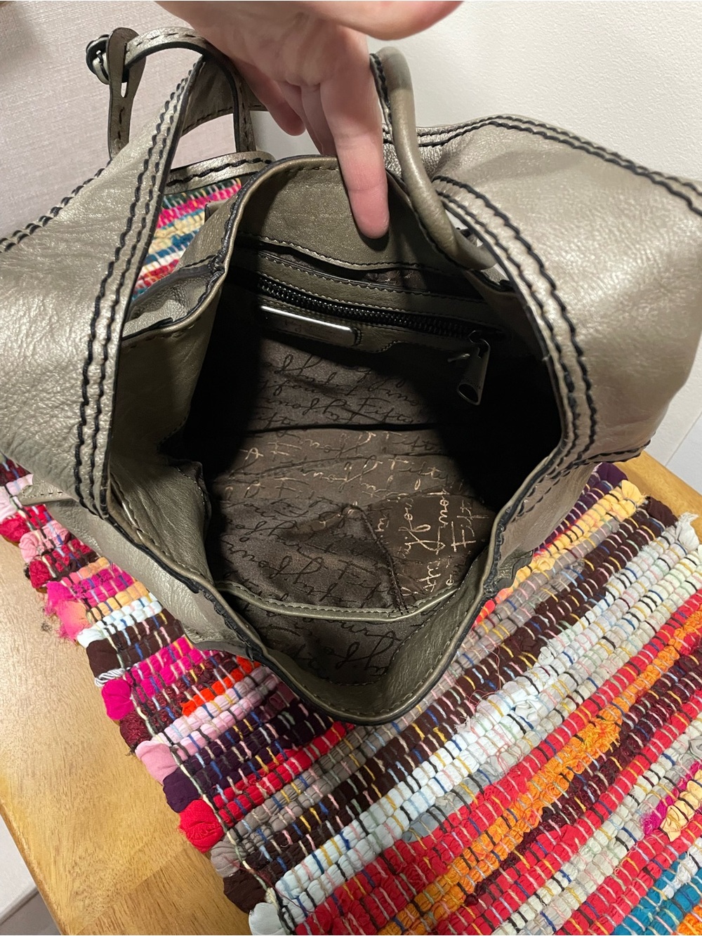 Fossil Metallic Gray Leather Shoulder Bag - Picture 5 of 6